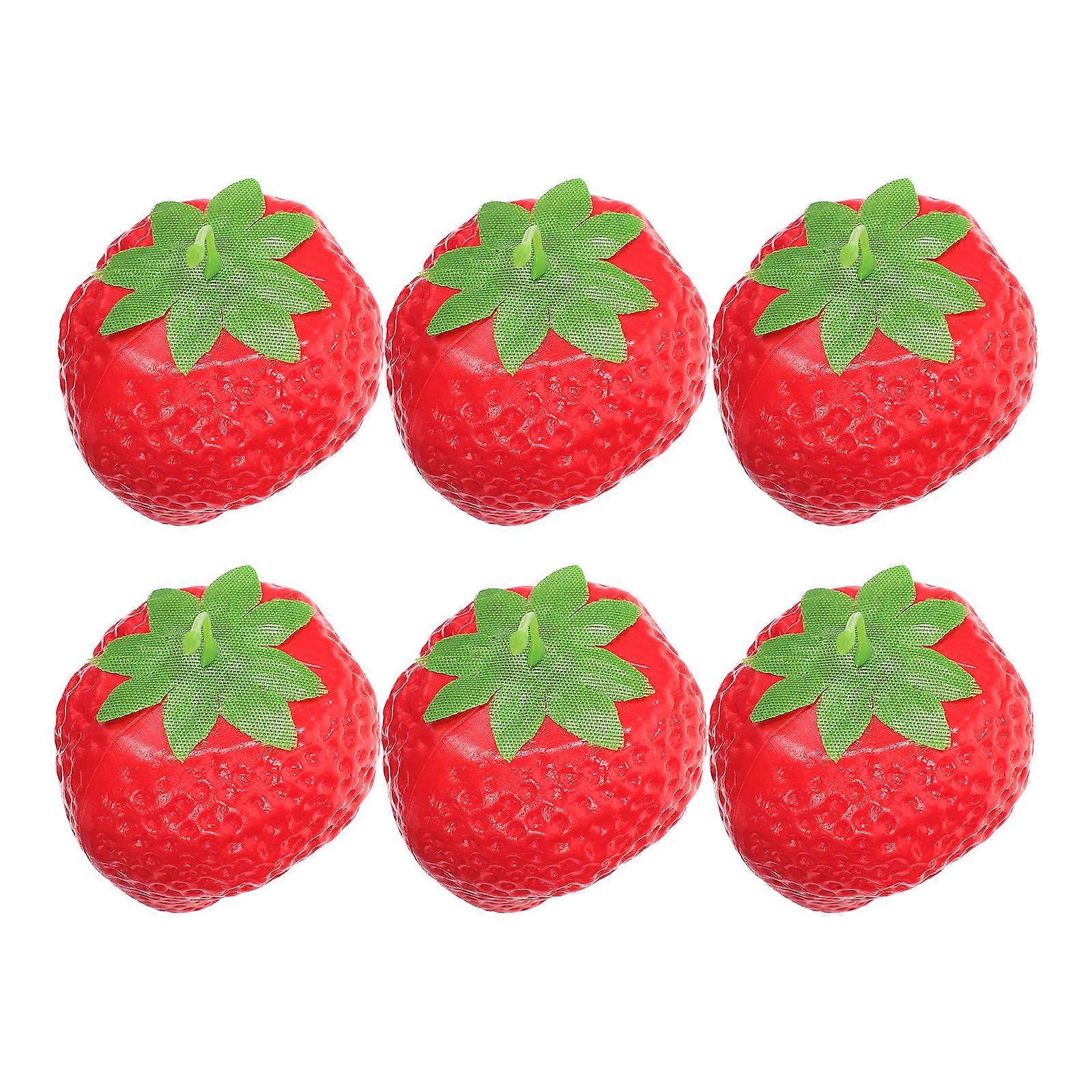Realistic Artificial Strawberry Large Strawberry Statues Retail Store Display .5X6.2X6.2CM Plastic Decoration 6Pcs