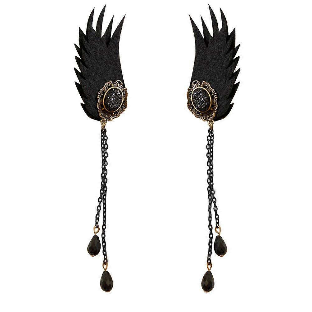 Gothic Ear Cuff Gothic Wing Clip Earrings for Decor 2Pcs Black Earrings