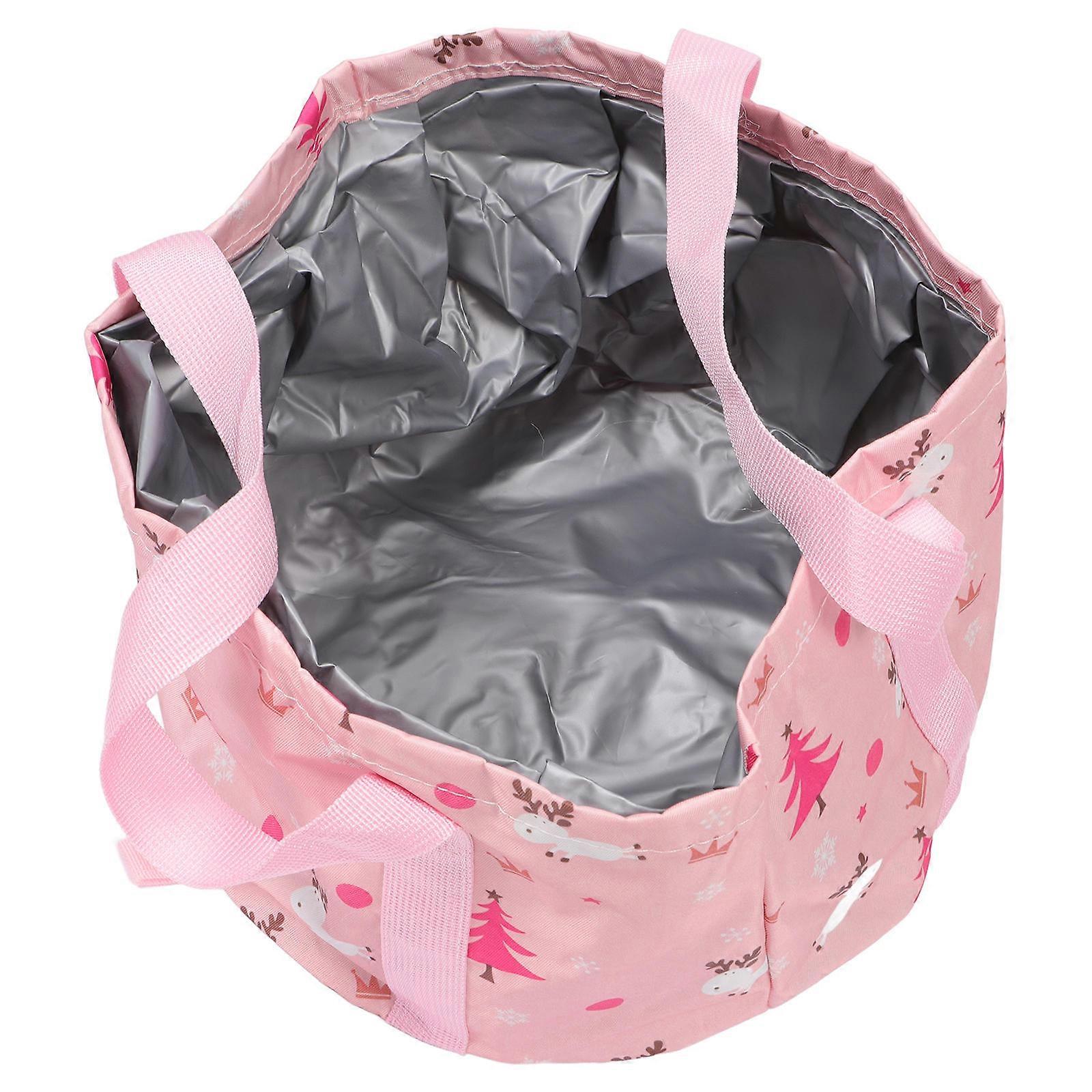 Portable Water Bucket Multifunctional Foldable Water Container For Picnics And Outdoors Pink 30.00X30.00X20.00CM Storage 1Set