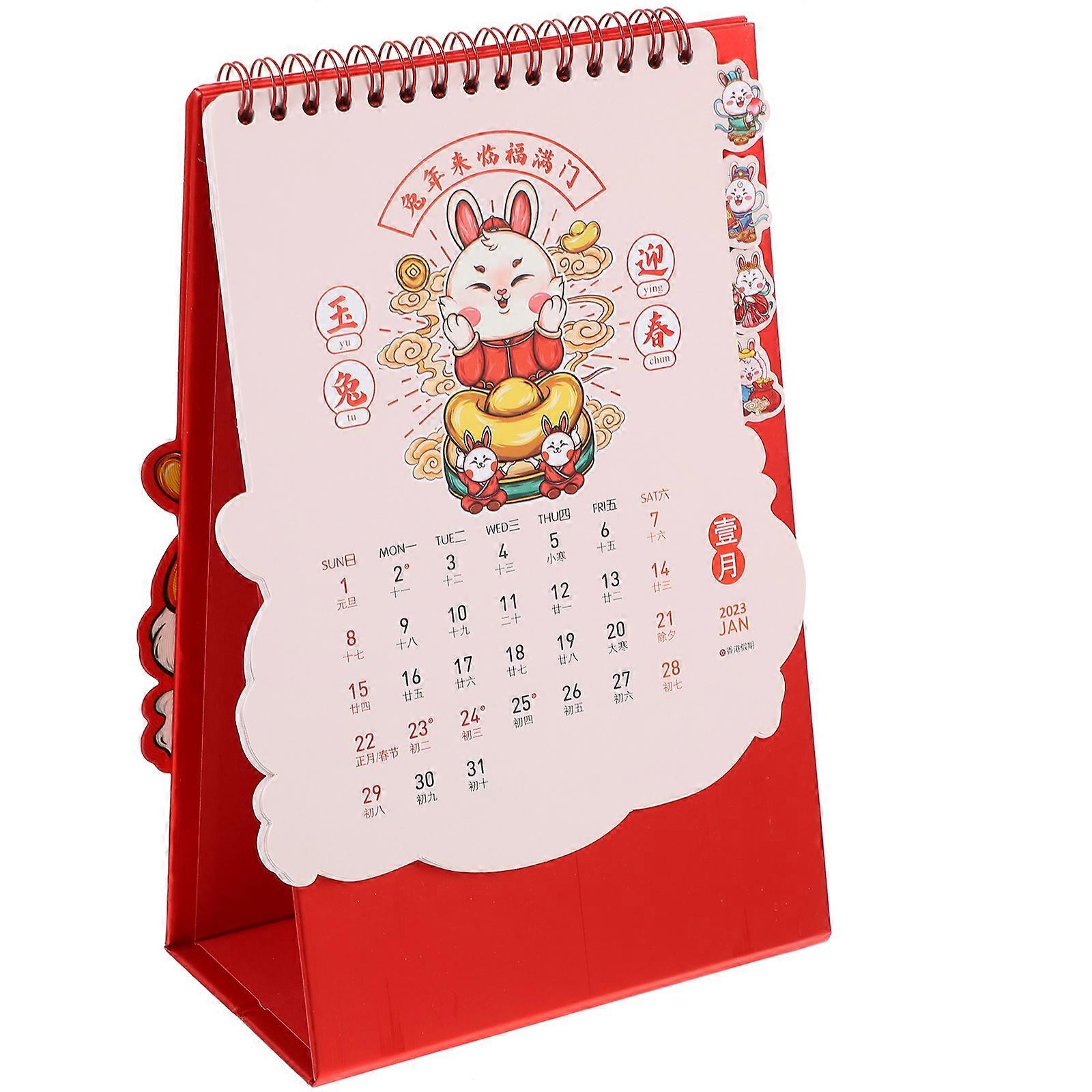 Chinese Rabbit Year Desk Calendar for Home Use Desktop Standing Calendar