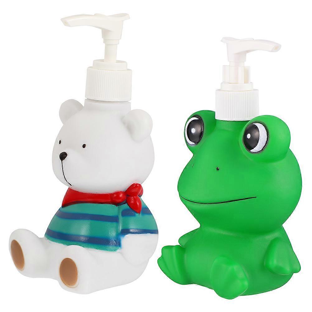 Cartoon Shampoo Holder 2Pcs Press Type Lotion Dispenser for Storage