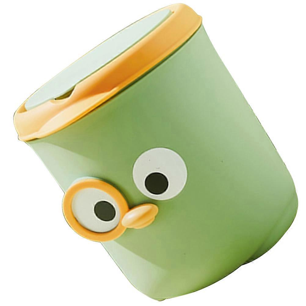 Mini Trash Bin Cute Countertop Waste Container For Desktop Use Green Lidded Design 1Pack