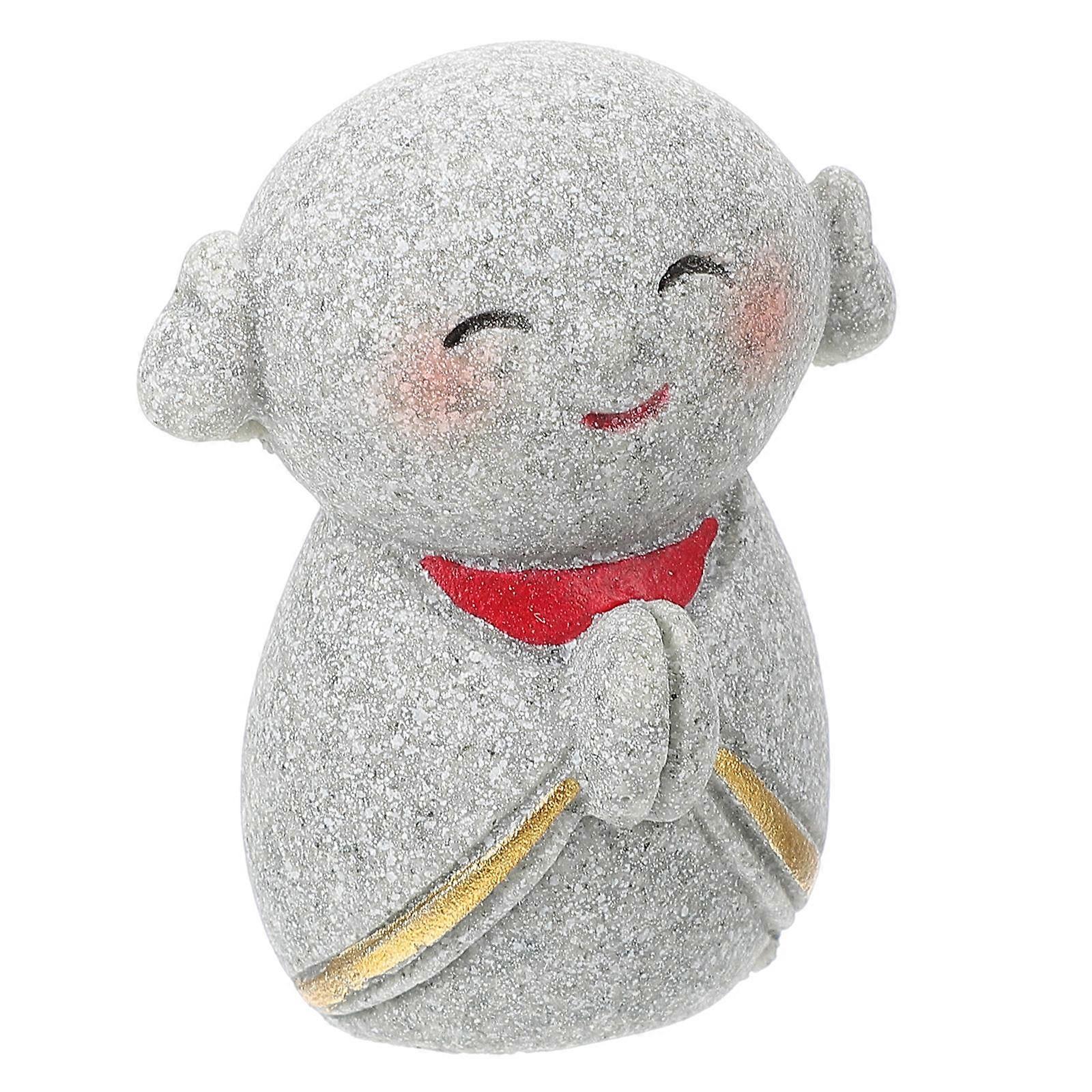 Aquarium Decor Small Monk Statue for Indoor Display and Aquarium Use in Grey Stone Material 1Pcs