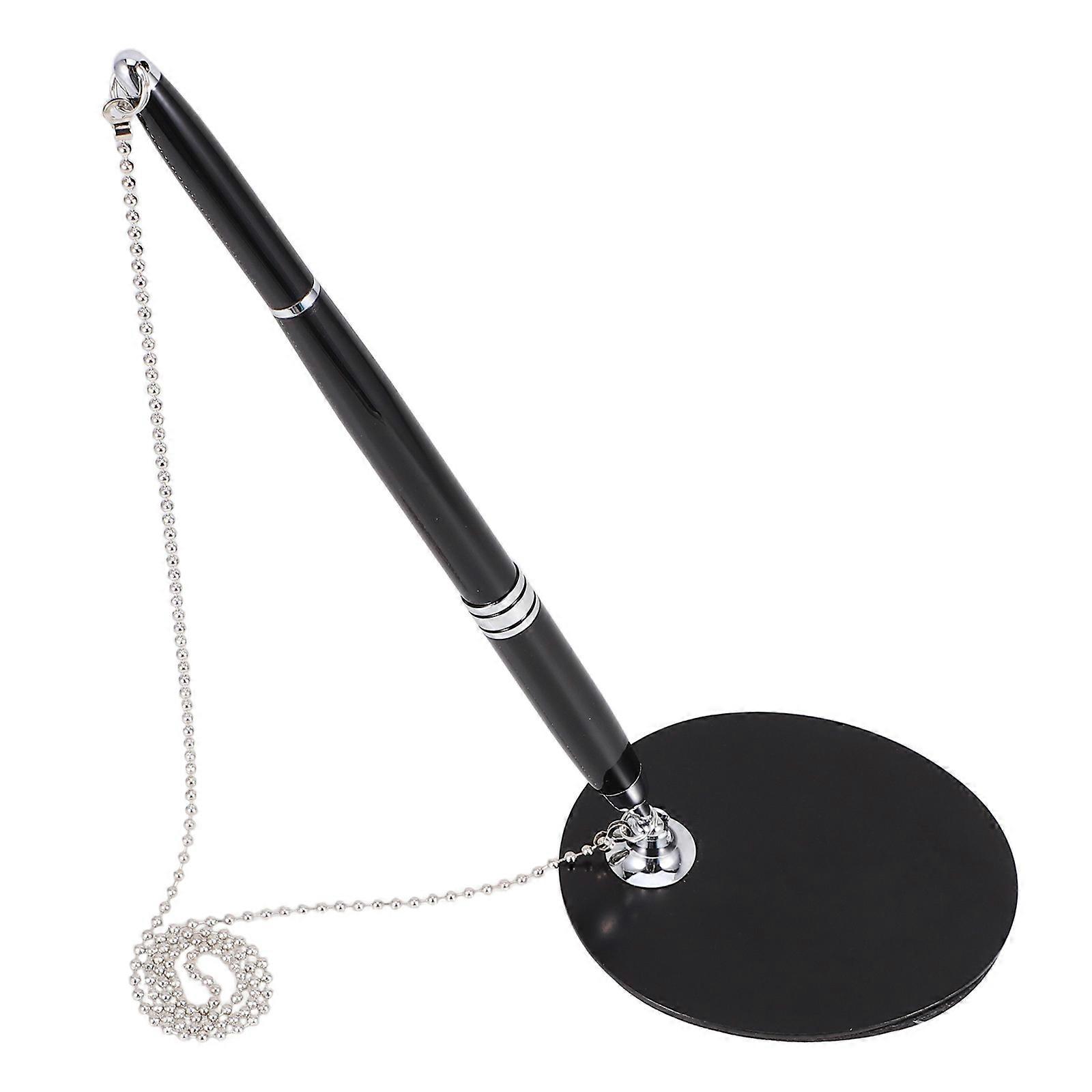 Reception Secure Pen with Holder for Business Counters 2Pcs Black Ink