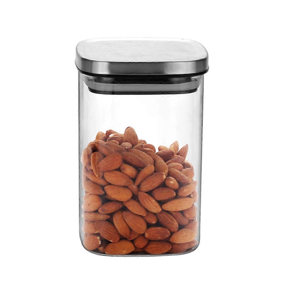 Moisture-Resistant Transparent Storage Jar Glass Canister for Household Use and Office in White for Food Storage 1Set