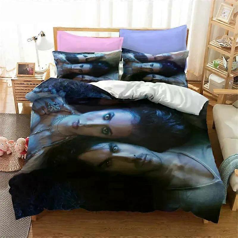 (bbyx164) The Vampire Diaries Print Bedding Set 3D Character Duvet Cover Set With Pillowcase Twin Full Queen King Bedclothes