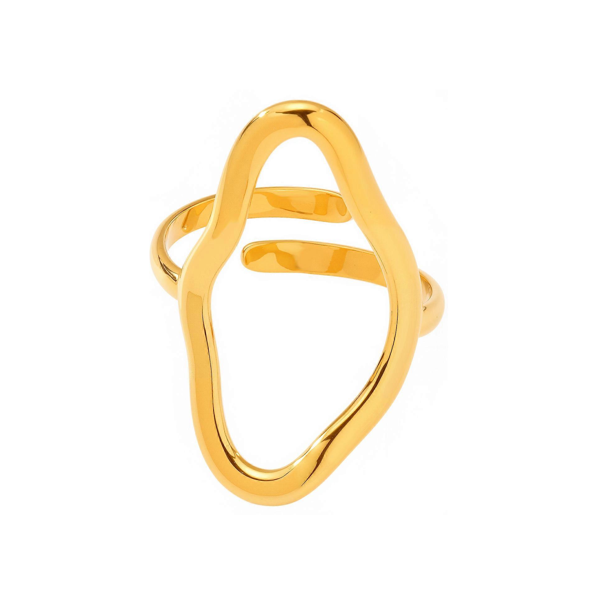 Ring, Geometric Irregular Hollow Out Statement Titanium Steel Gold Plated European American Style