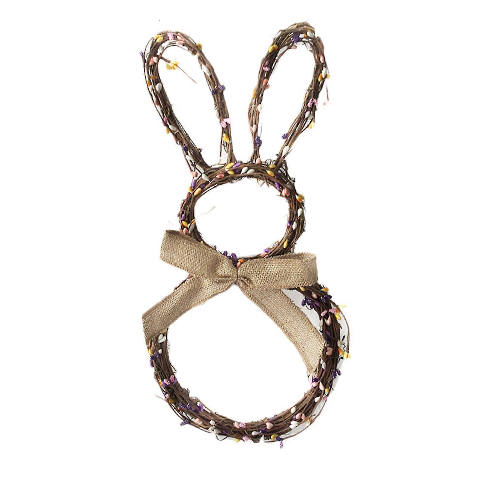 Minglan Handmade rattan berry decorated rabbit shape wreath