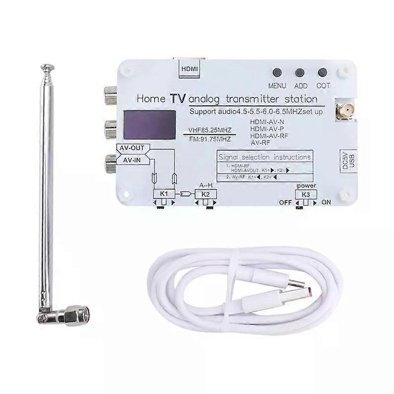 A76F-White Analog TV Signal Transmitter Home Analog TV Transmitter With OLED Display For Global Tvs