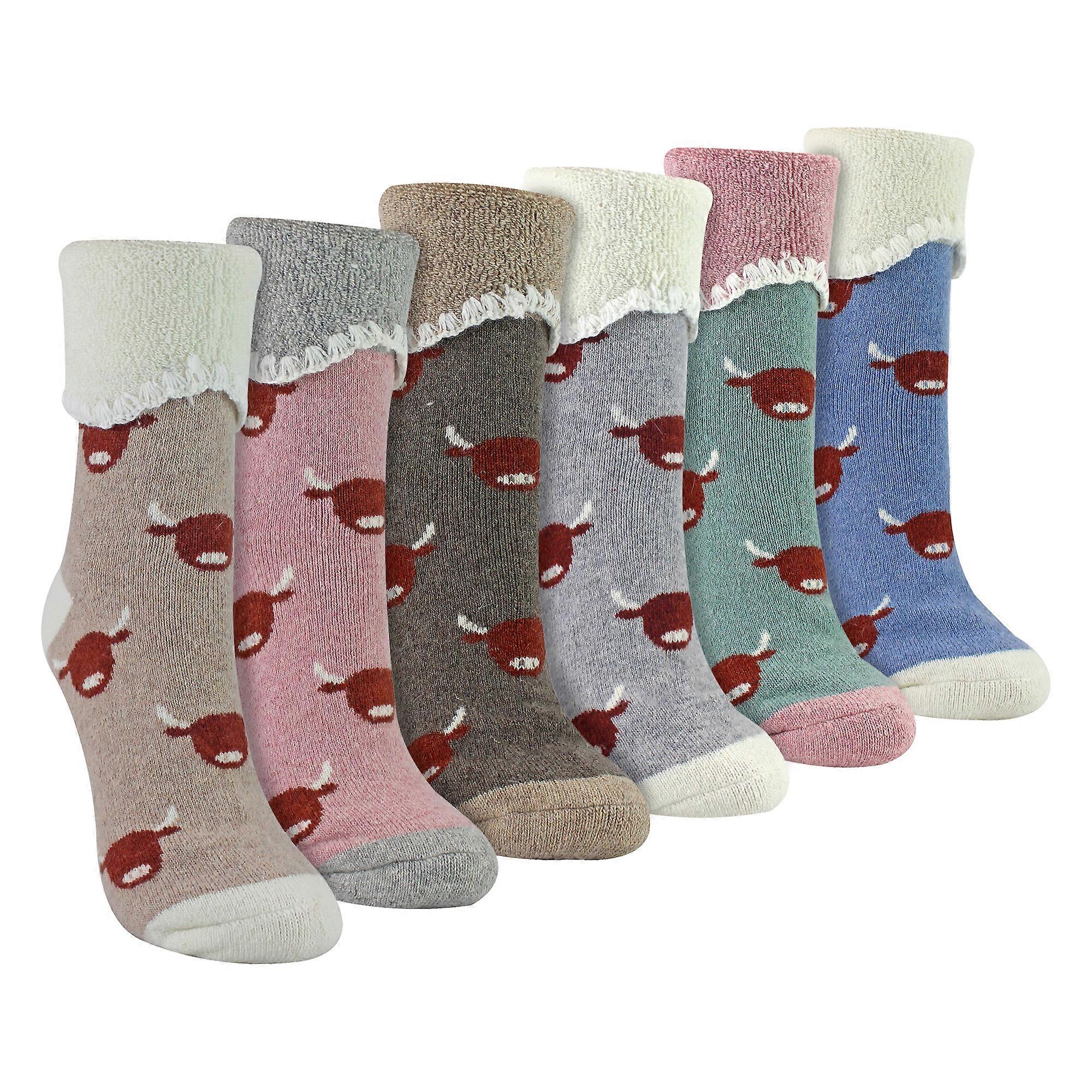 Sock Snob - 6 Pairs Ladies Thick Warm Wool Bed Socks