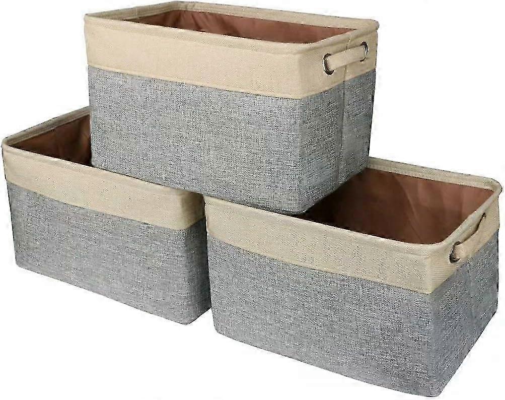 A set of 3-piece large canvas fabric storage manager cube set with handle, suitable for children's homes and offices 25-26