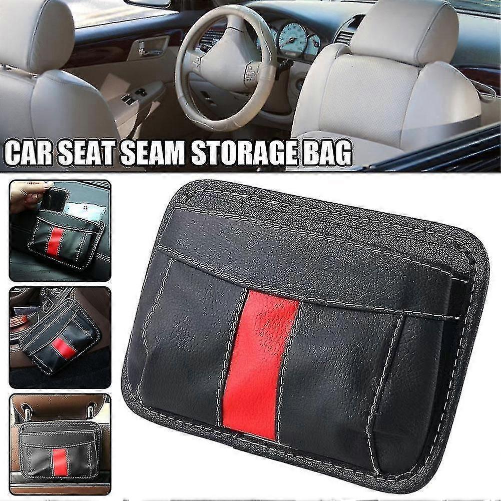 Leather Car Storage Bag Small Debris Organizer Hanging Cell Phone Mobile Paste