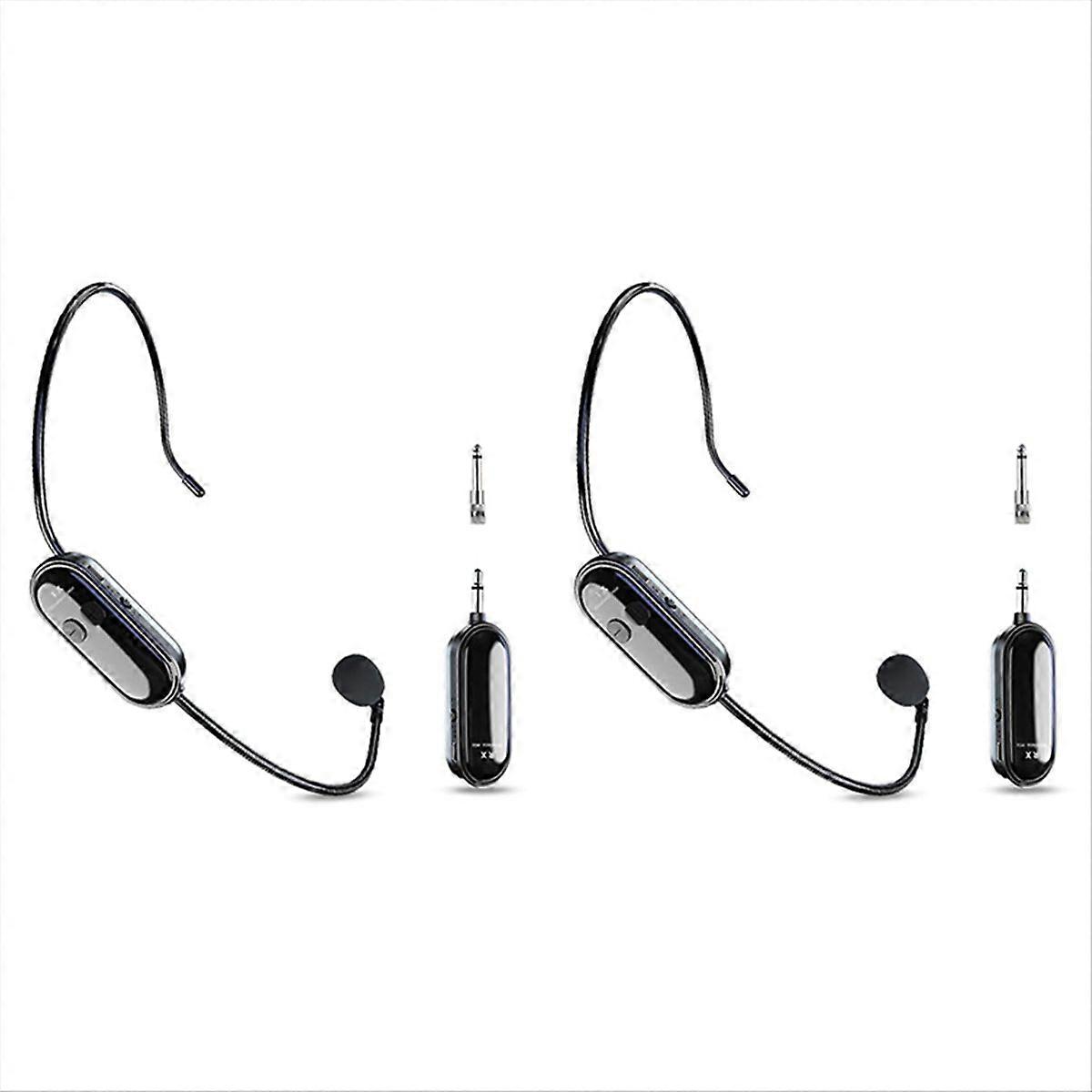 2Pcs 2.4G Wireless Microphone Headset Long Range 30M