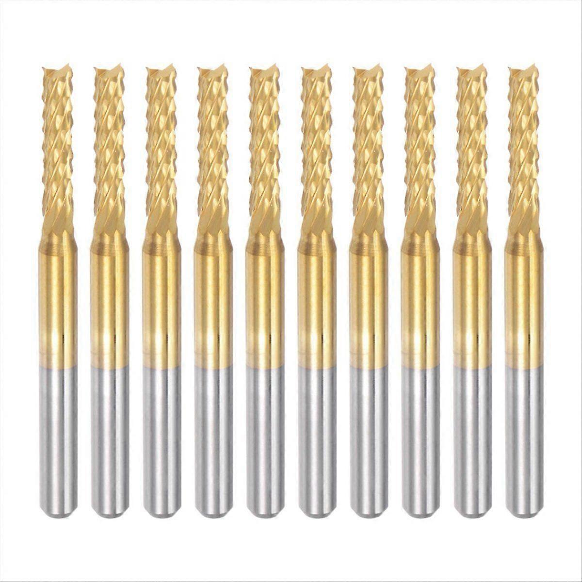 10PCS Titanium Coat Carbide For PCB Machine, 1/8 Inch Shank 2.4Mm