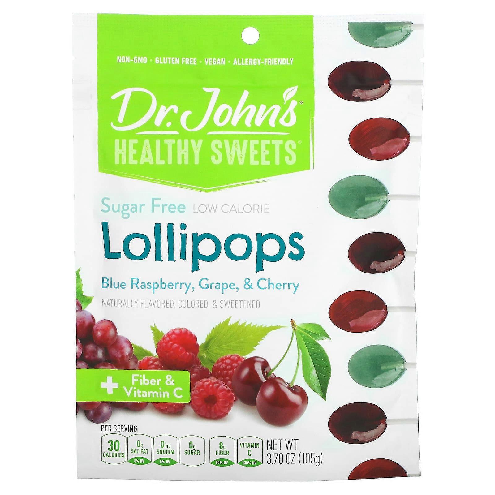 Lollipops, + Fiber & Vitamin C, Blue Raspberry, Grape & Cherry, Sugar Free, 3.7 oz (105 g)
