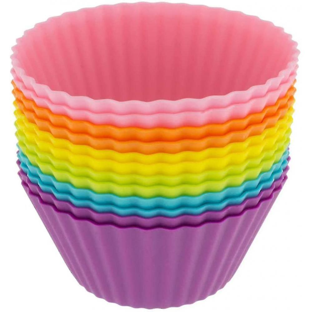 Cake Pans Molds Silicone Baking Cups Reusable Cupcake Liners Non-stick Muffin Pack Of 12 6 Colors