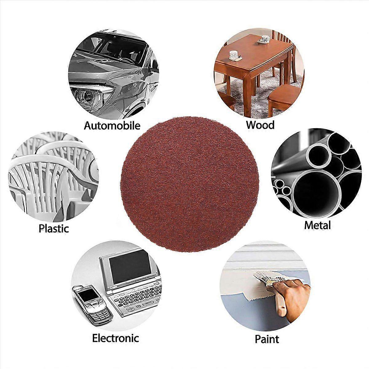 50 Pcs Sanding Disc 60-180 Grit Hook and Loop for Sander Machine