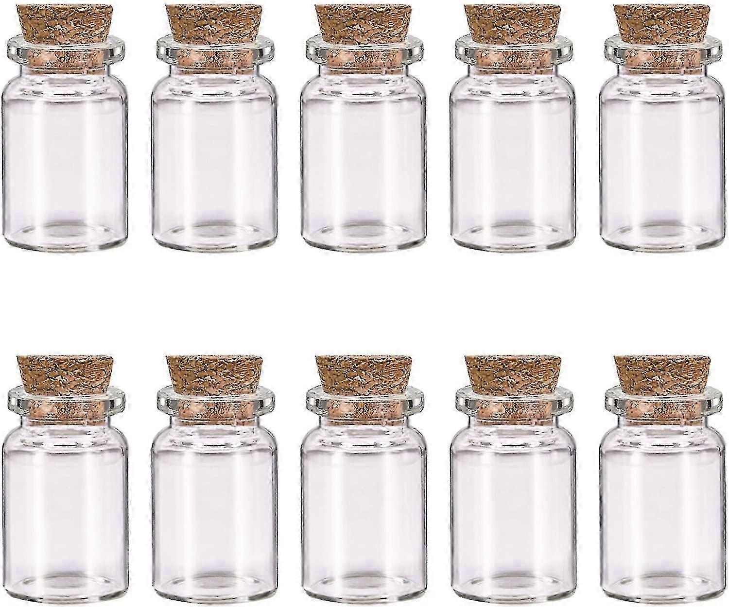 10 Pcs Mini Glass Bottles with Cork Lids - Small Message & Wishing Bottles Spell Jars