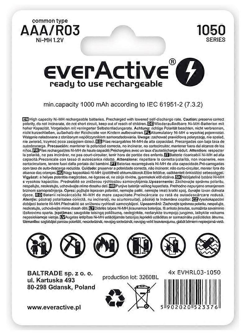 Piles rechargeables Everactive Ni-MH R03 AAA 550 mAh Infinity Line