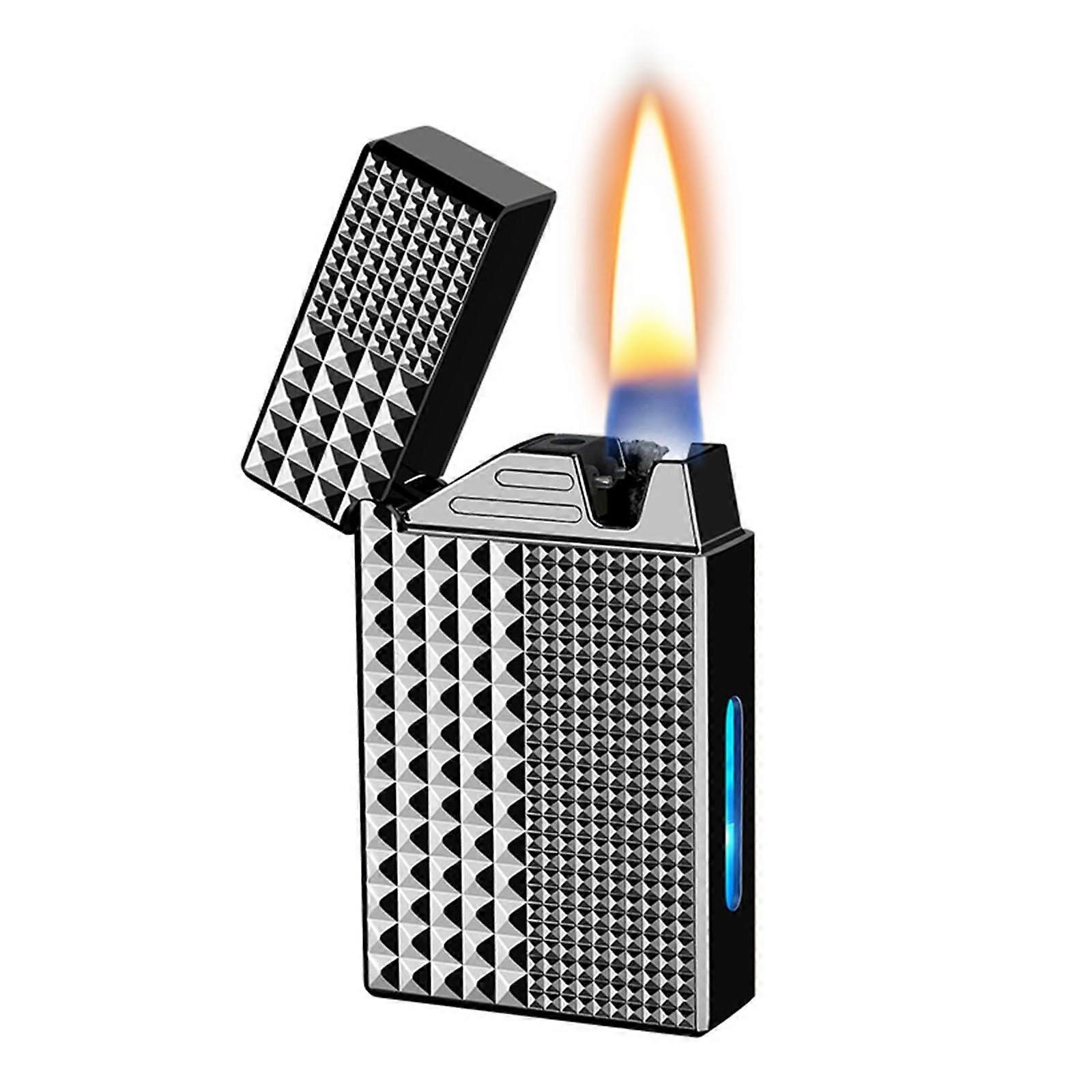 Smart Kerosene Lighter VoiceActivated Soft Flame Four Ignition Modes Visible Fuel Tank Retro Black Gift Lighter