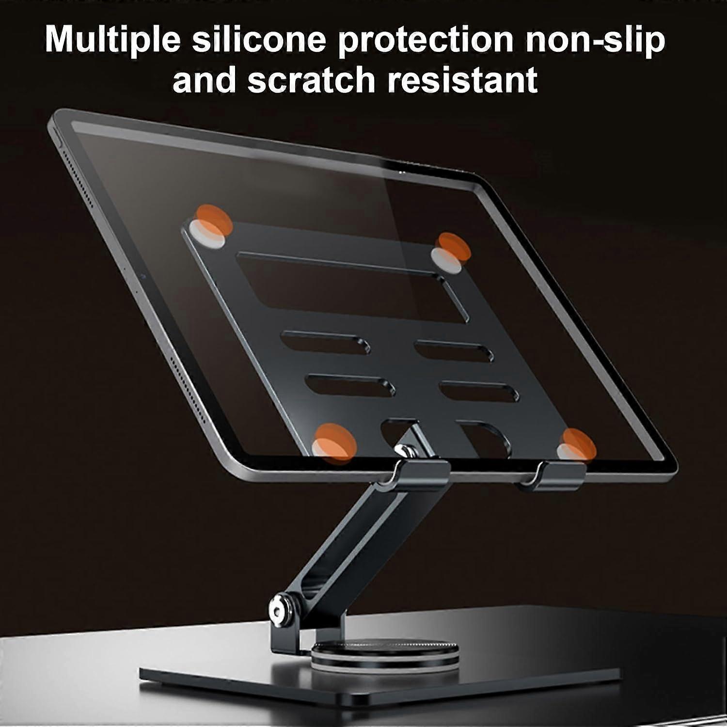 Foldable Metal Stand For 413 Inch Tablets And Phones 360Degree Rotating Base MultiAngle Desk Holder