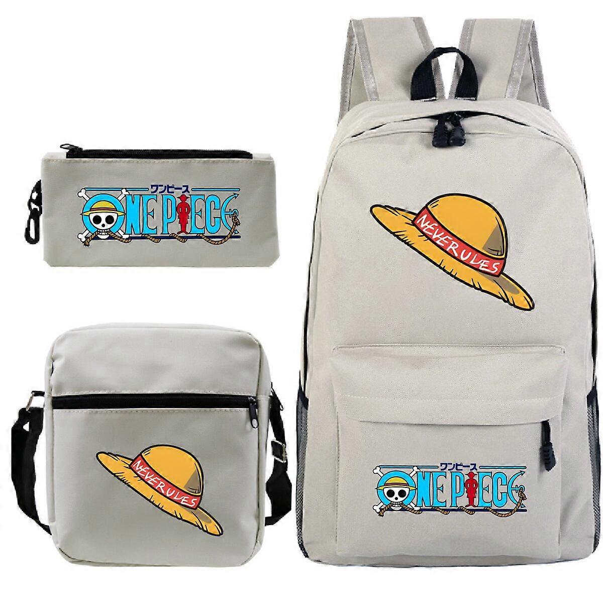 One Piece Print Backpack Set for Primary and Secondary School Students (Large Capacity) (3-Piece)