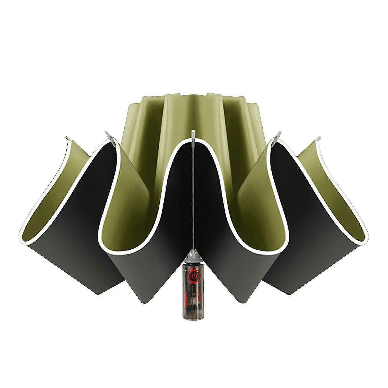Automatic Inverted Umbrella with Reflective Stripe - Compact Folding Umbrella for Rain and Sun, Windproof Reverse Umbrella for Men Women