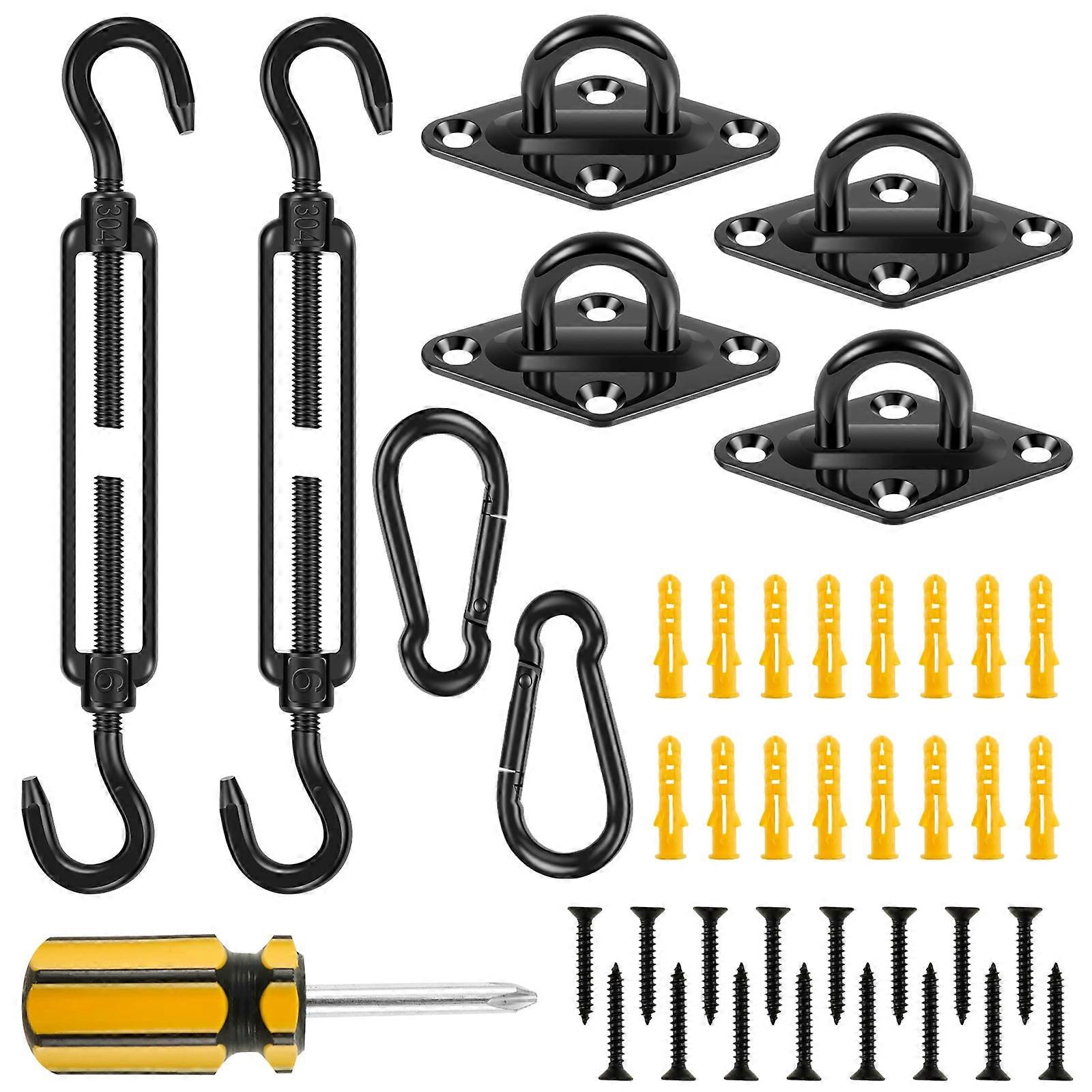 FUYGRCJ 82Pcs Sun Shade Sail Hardware Kit, 304 Stainless Steel, Adjustable Mounting for Triangle/Rectangle Shade Sails, Heavy Duty Outdoor