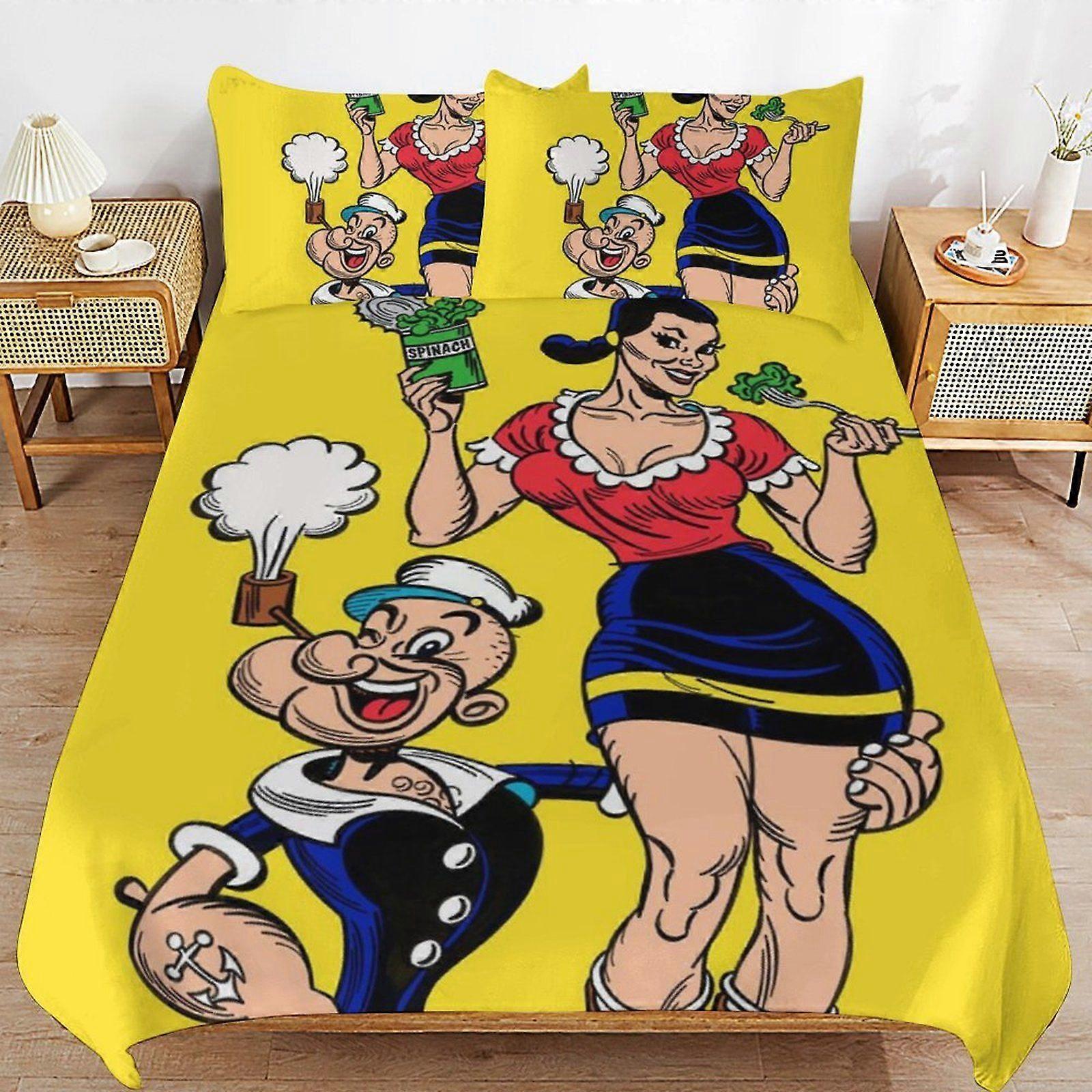E258 Popeye the Sailor Gentle Surface Wrinkle Free Finish Cozy Design Soft Zip Bedding Duvet Cover Sets for Bedroom Use F258