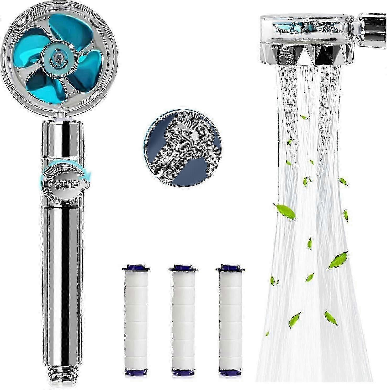 Hand Shower, Shower Head Anti Limescale Water Saving High Pressure Shower Head Turbo Filter Three Levels Filter System With 3 Replaceable Pp
