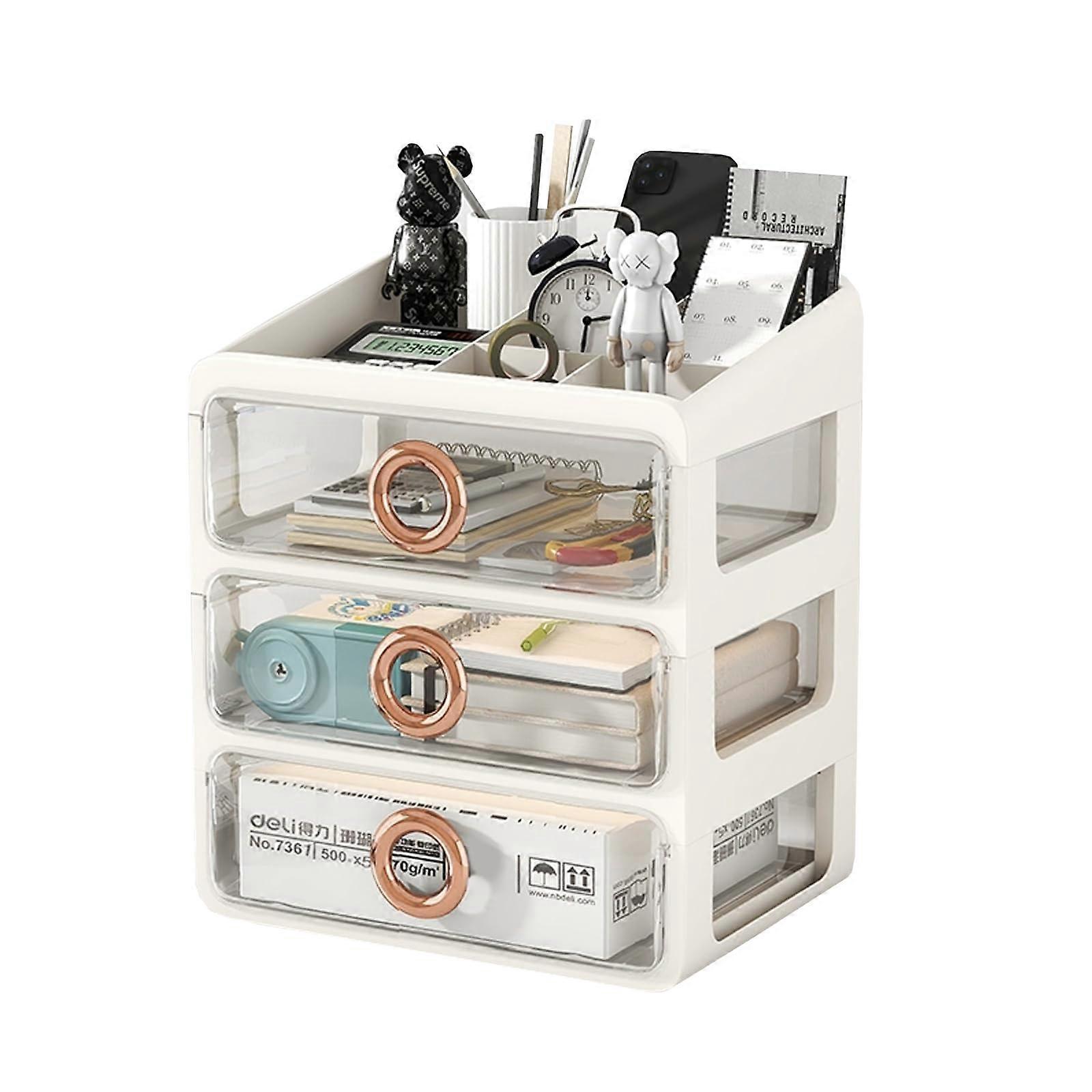 Plastic Storage Drawer Unit, White Frame With Clear Drawers, 4Tier Craft Storage, 1 Pack