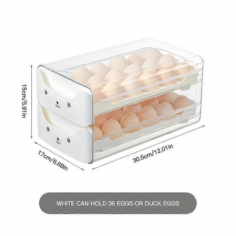 Stackable Plastic Egg Storage Box with 36/18 Compartments - Kitchen Drawer Freshness Tray with Deep Grooves for Stability