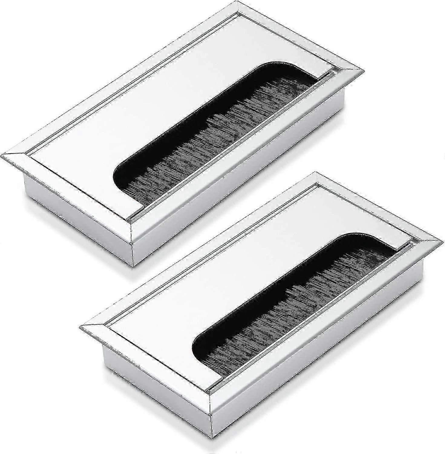 جروميت كابل مستطيل ، غطاء ثقب سلك طاولة مكتب 160 مم ، منفذ مخرج كابل مكتب كمبيوتر منزلي من سبائك الألومنيوم ، 2 قطعة - Tw f54