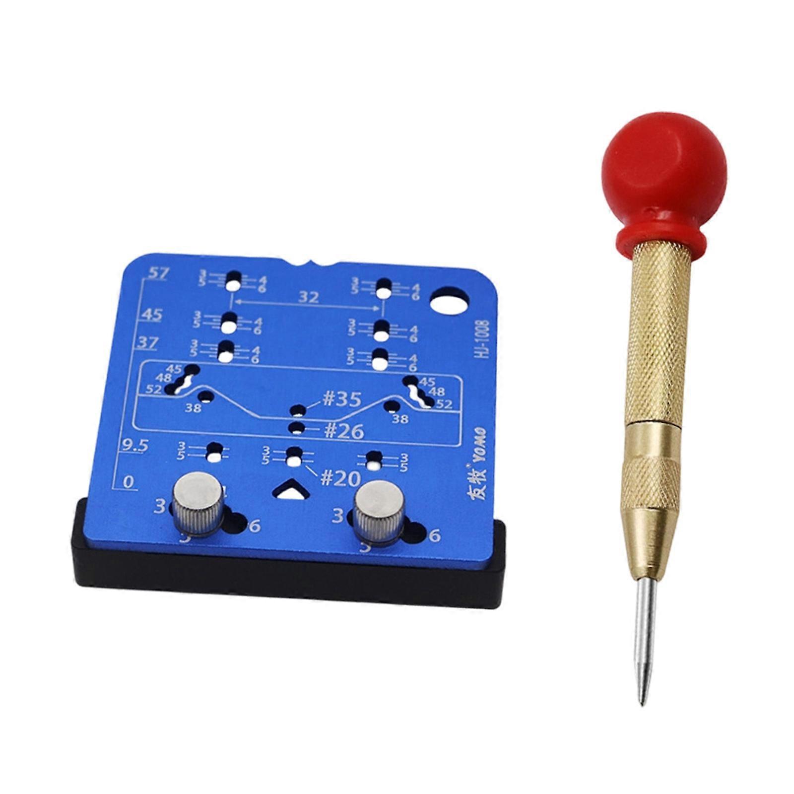 Lightweight Aluminum Alloy Hinge Mounting Tool for Cabinet Door Adjustments Including Drilling and Marking Accessory Multicolor