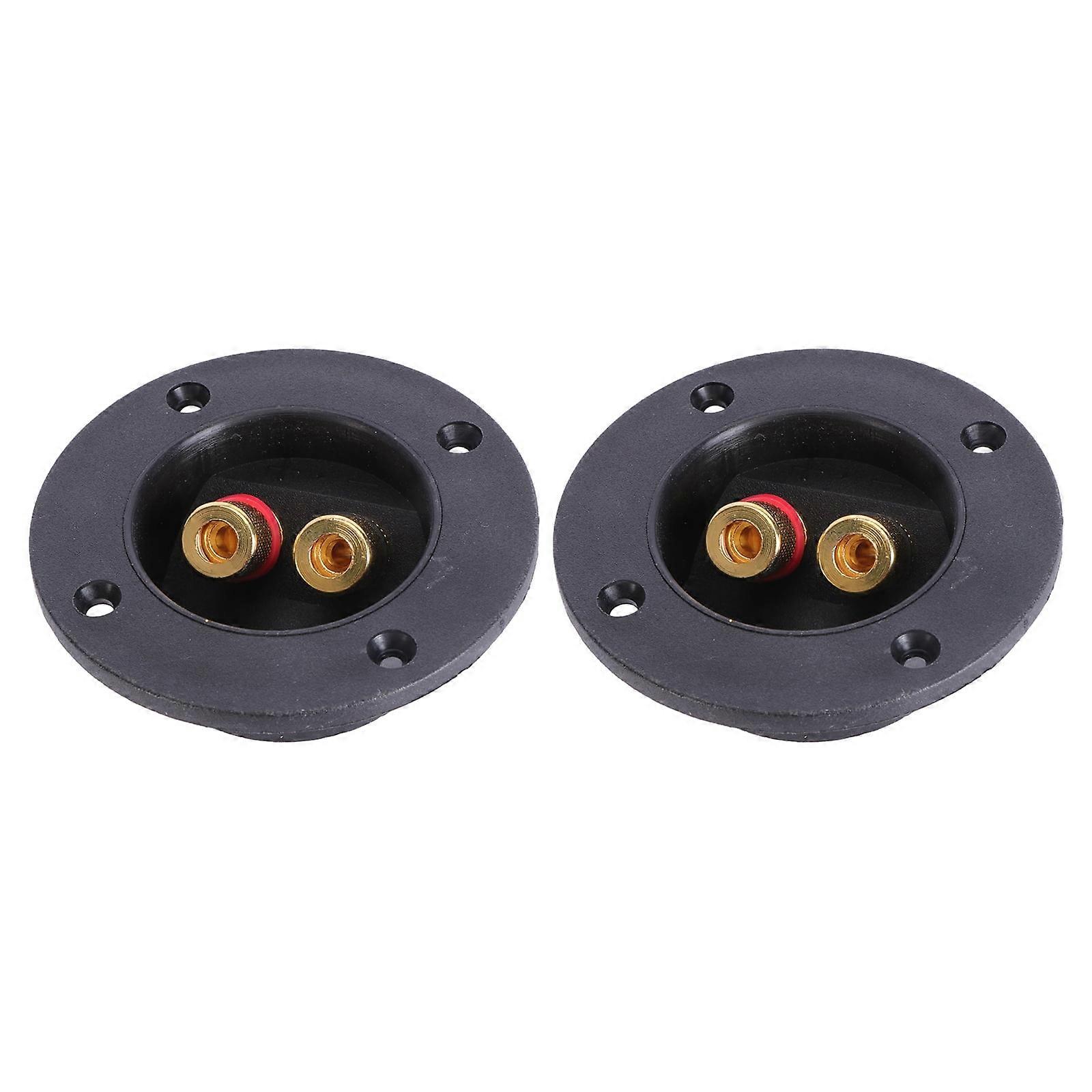 2 Pcs Car Speakers Gold Plate Push Terminal Connector Square