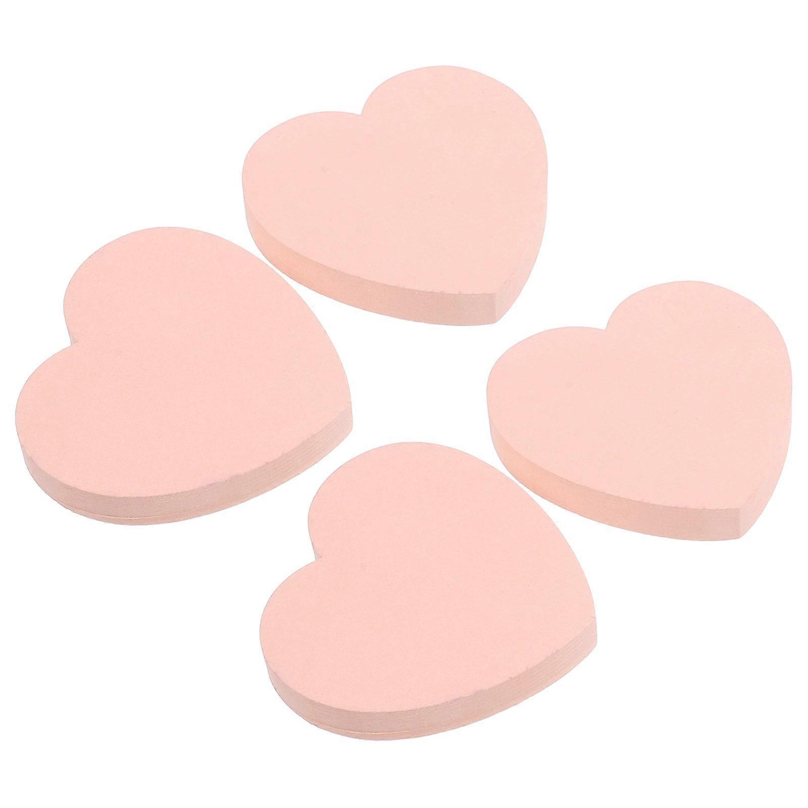 Pink Heart Memo Pads for Daily Use 4 Books Adhesive Portable Pads