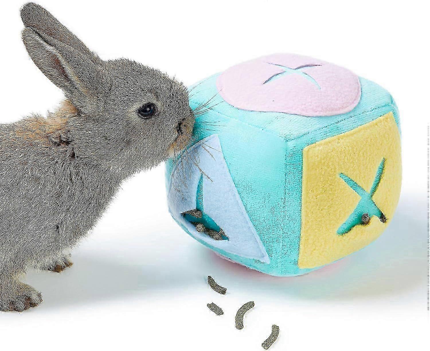 Large Rabbit Forging Toy with Bell, Soft Wahable Puzzle Feed Game Rabbit toys for Bunnies Boredom, Snuffle Ball Treat Dispenser Exercise Bunny Enrichm