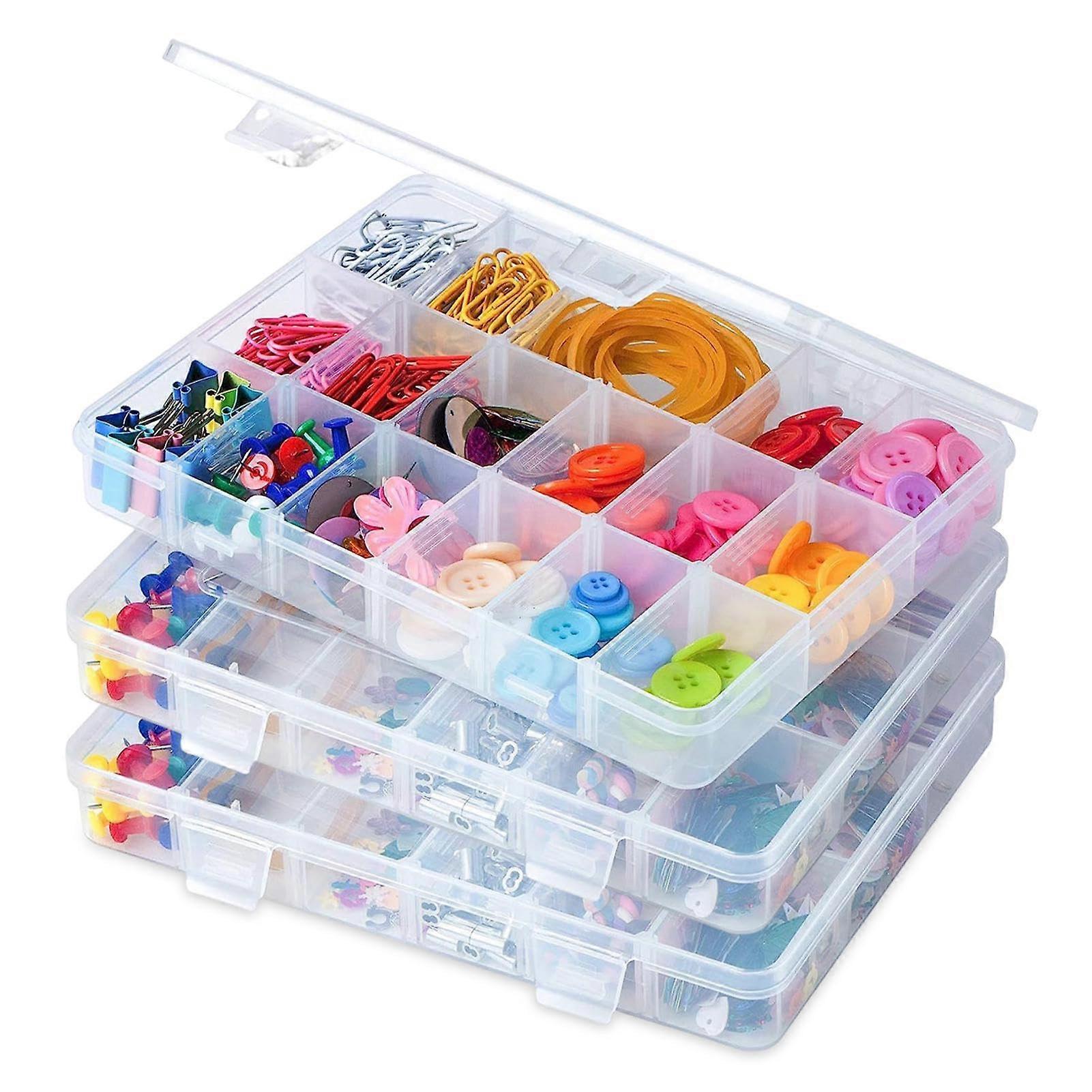 Snack Box With Compartments 3Pc Set, 18 Removable Compartments, Stackable Organizer, Plastic Case, For Jewelry