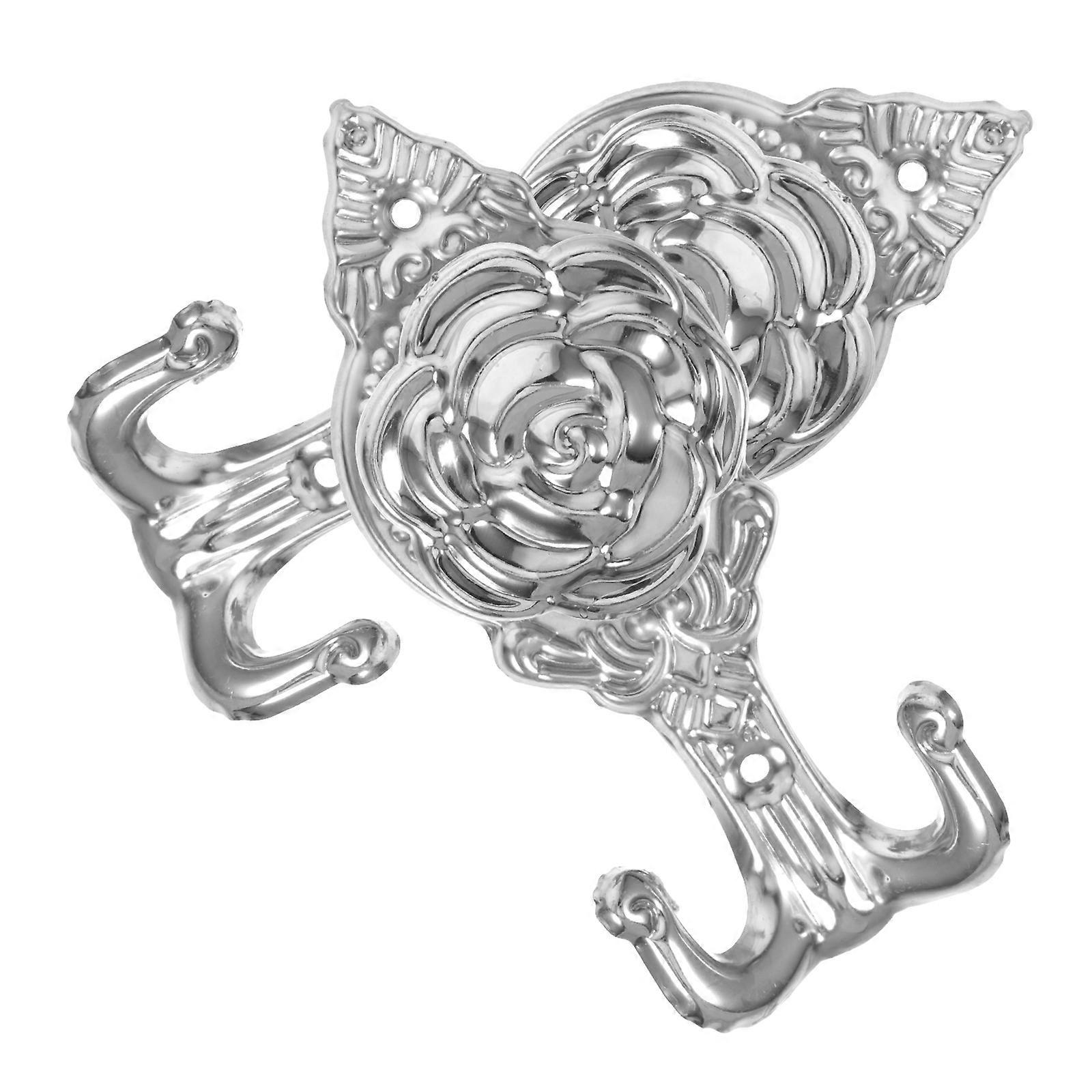 Silver Rose Wall Hooks 2Pcs Iron Hooks for Hanging Coats