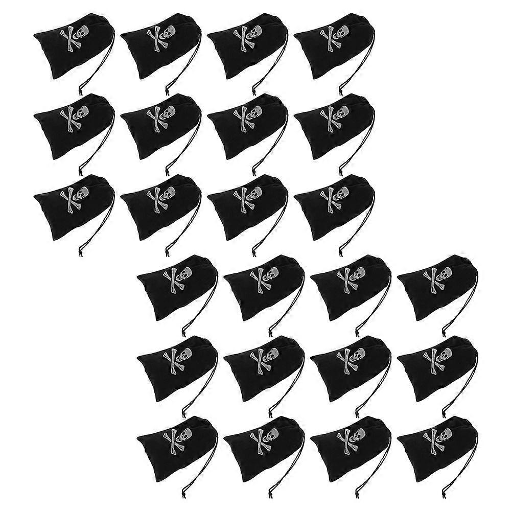 Pirate Drawstring Bags for Storage 24Pcs Skull Pattern Treasure Pouches for Halloween