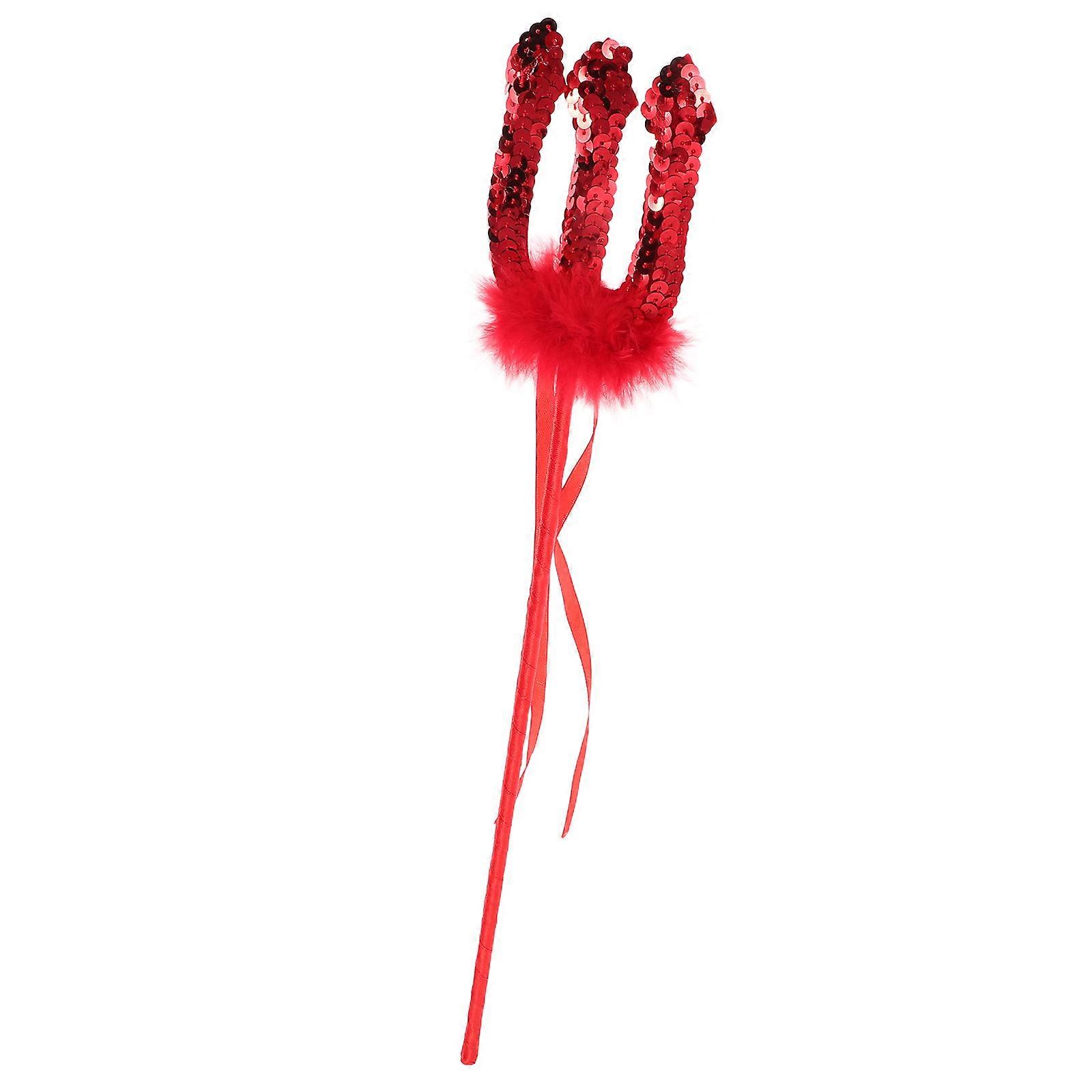 Halloween Trident with Red Glitter Fork for Party Costume Accessory