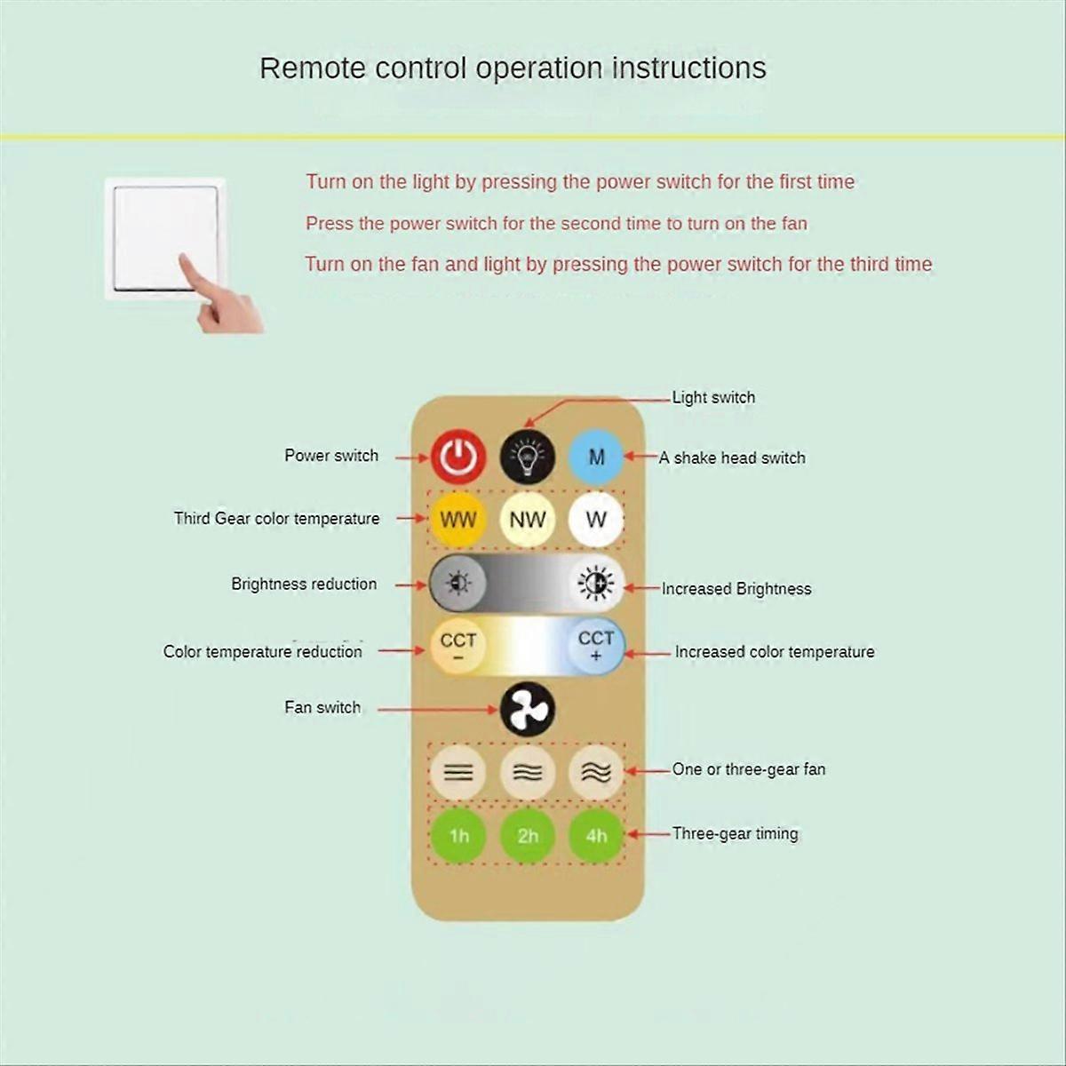 48W Ceiling Fan with LED Light Remote Control 360° Rotating Cooling Electric Fan Light Indoor Decorative Ceiling Light-A