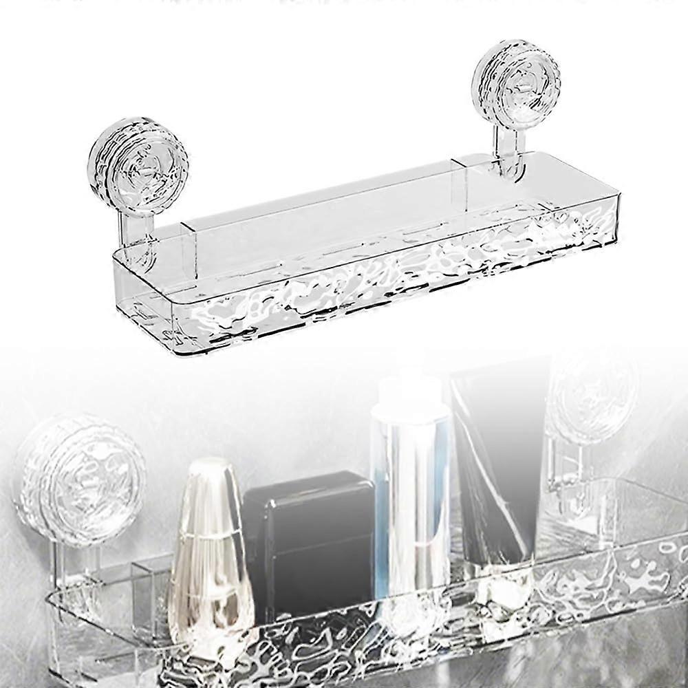 Suction Cup Shower Caddy Rack NoDrill Wall Mounted Transparent Bathroom and Kitchen Storage Shelf