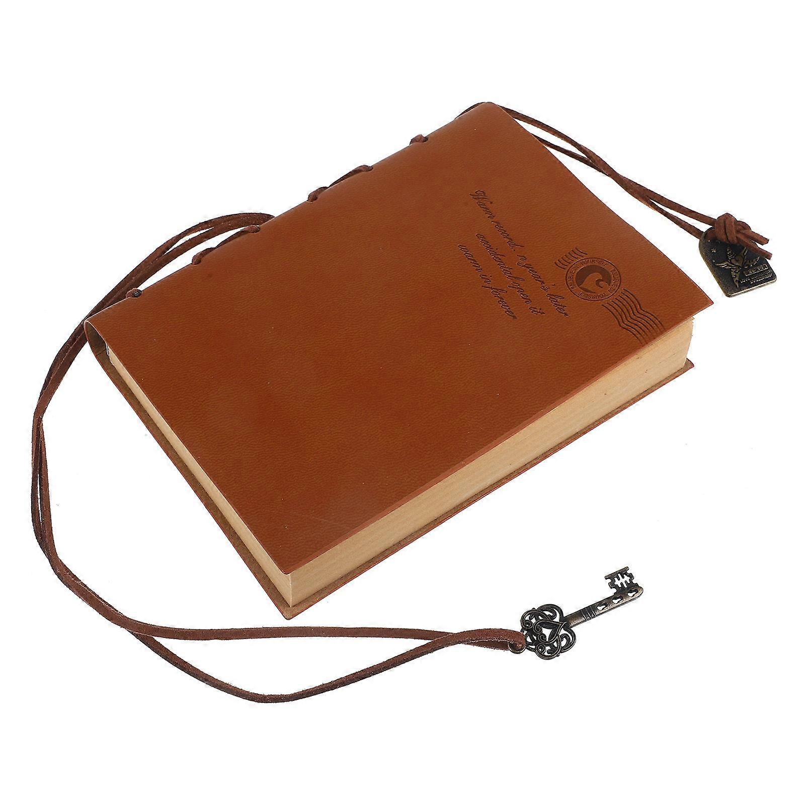Klassisk retro vintage stil PU Cover String Key Bound Blank Notebook Notisblokk Reisedagbok Sketchbook (kaffe)