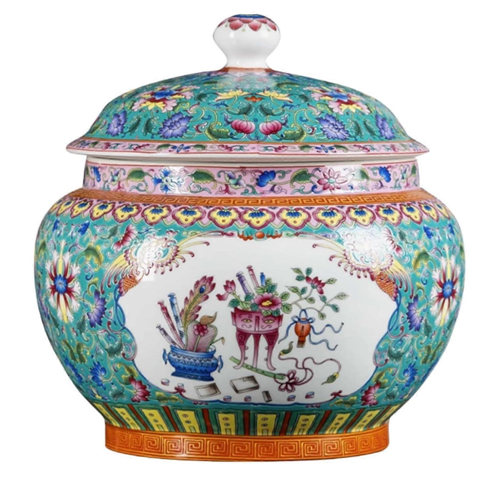 Ceramic Rice Storage Container with Lid, Airtight Grain Jar for Kitchen, Durable Elegant Design