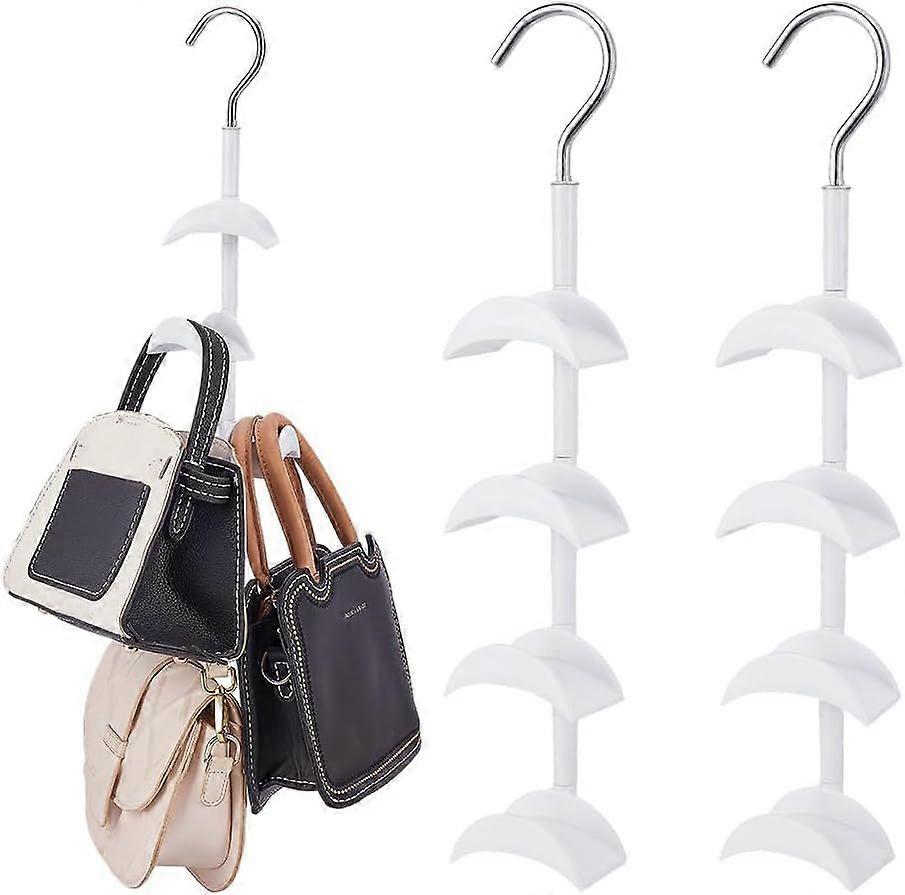 2 Pcs Purse Hanger for Closet 360 Rotation Widened Arc Swivel Bag Organizer with 4 Hooks Closet Storage Space Saver for Hanging Scarf Handbag Belt Tie