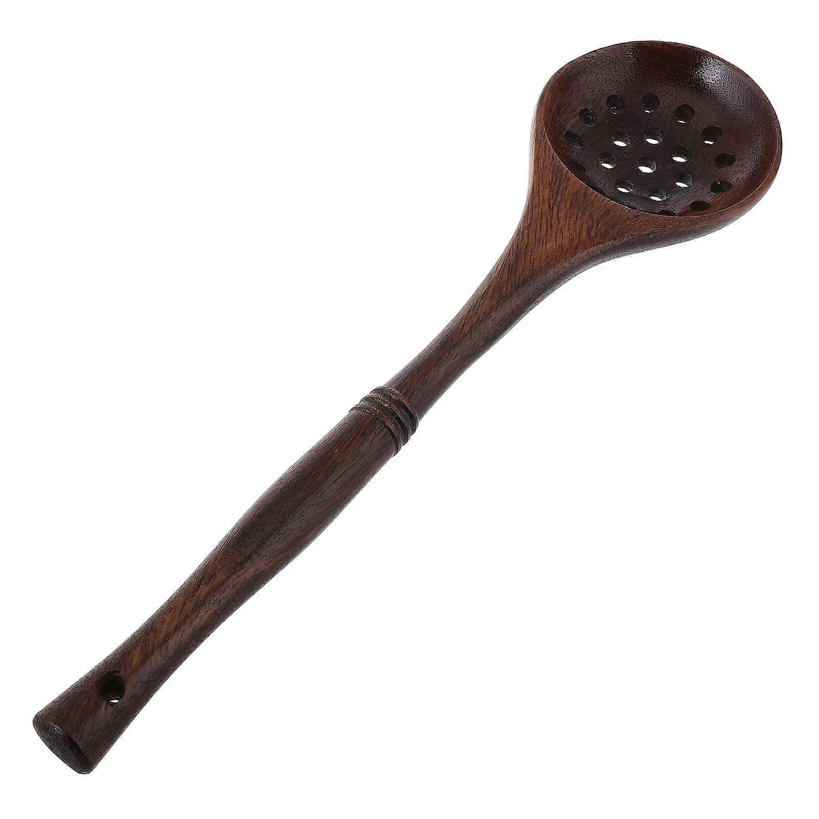 5Pcs Long Handle Wooden Cooking Spoons Set Ideal For Cooking Frying And Straining With Smooth Finish And Rustic Style