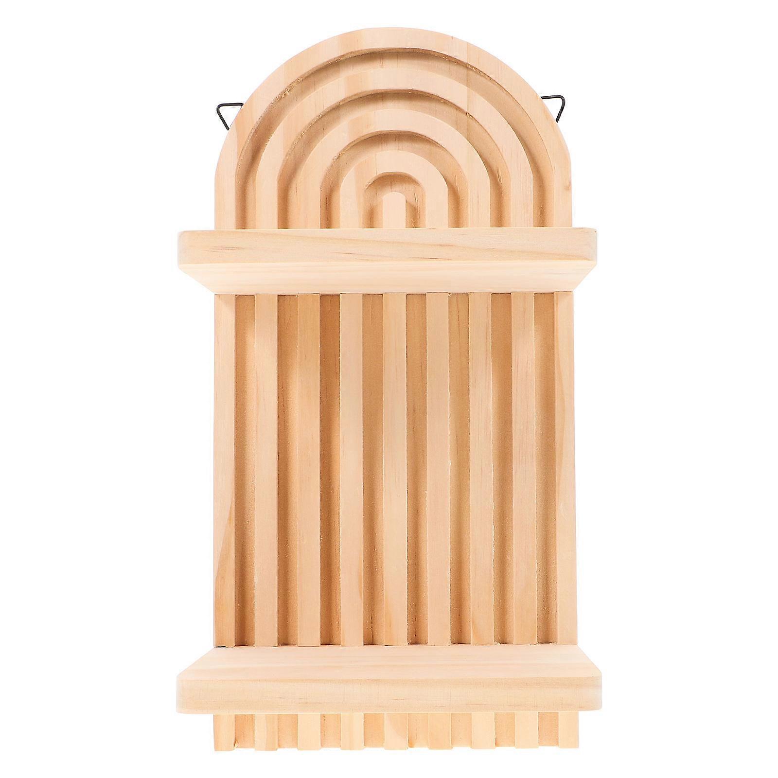 Wall Storage Rack Wooden Shelf for Storage Versatile Double Layer