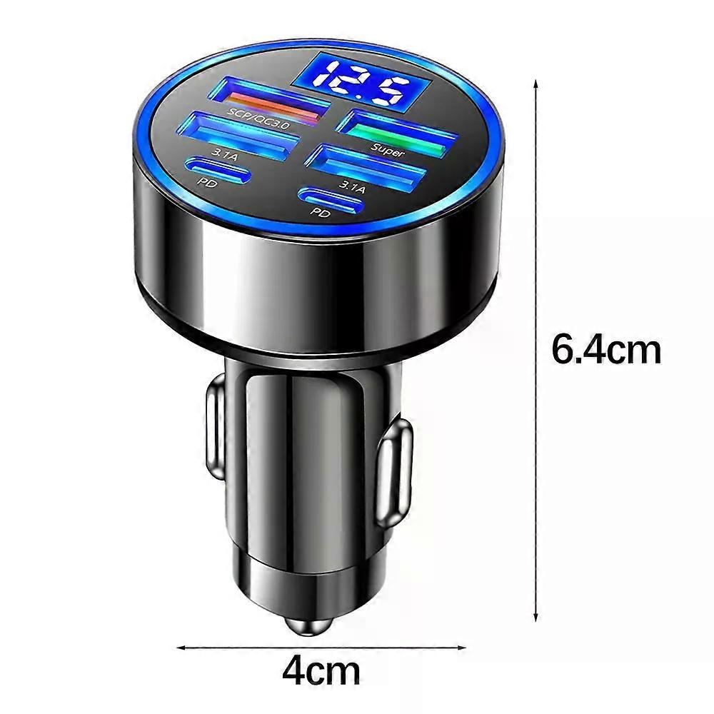 8 in 1 Digital Display Car Charger 4USB+4PD Support Super Fast Charging DC12-24V Multi Port Digital Display Mobile Phone Charger