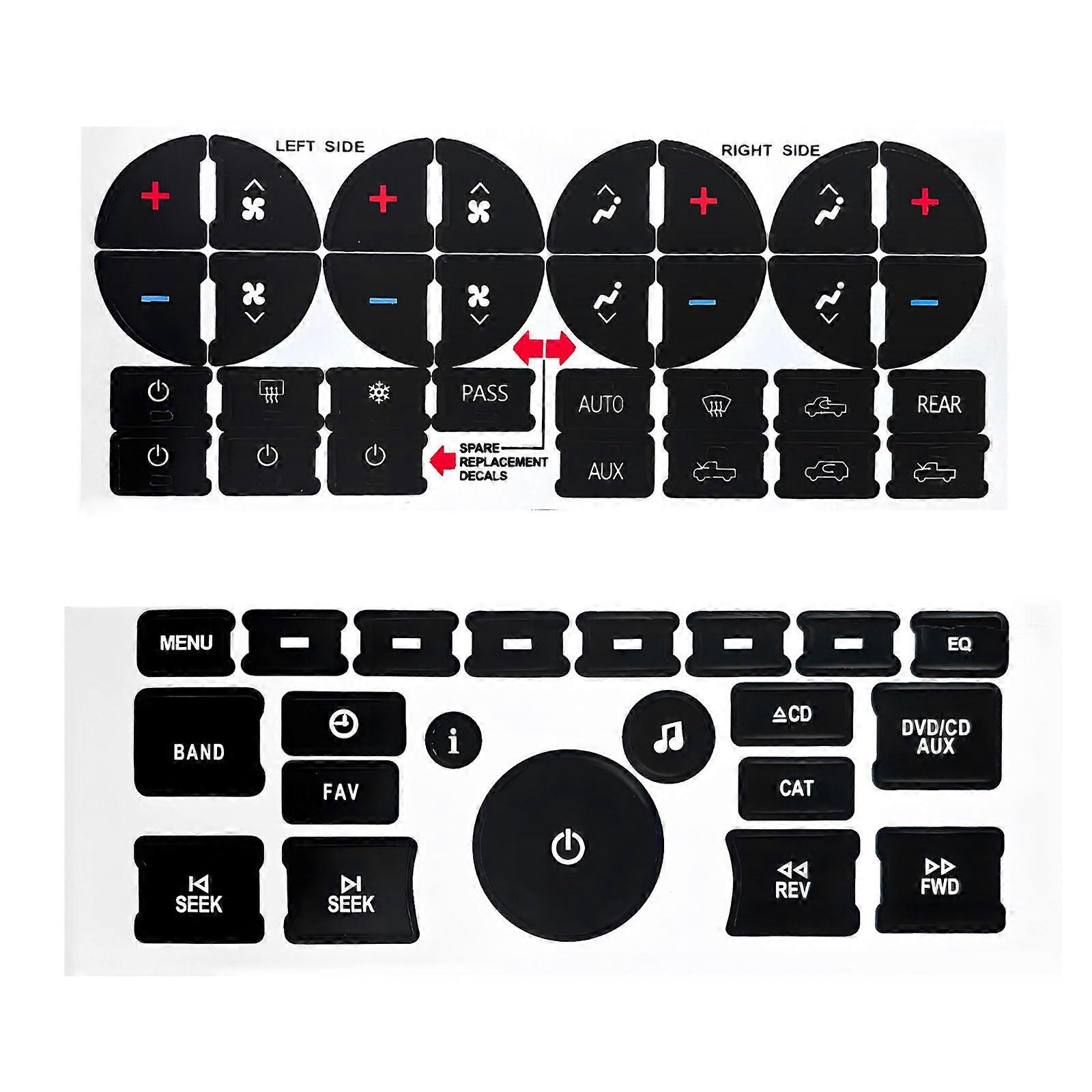 AC Button Replacement Stickers for Cars, Durable Vinyl Dashboard Decals, Quick DIY  Kit